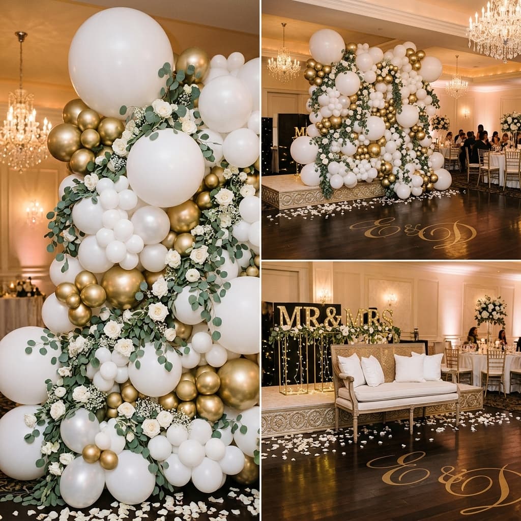 Gold & White Elegant Wedding Arch